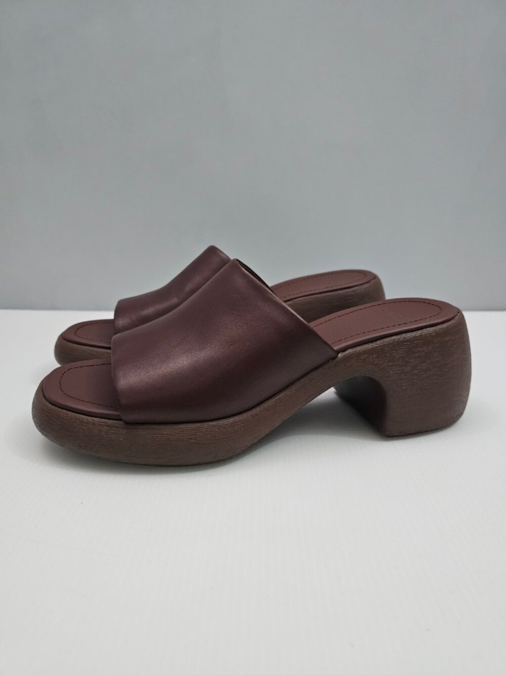 Camper Thelma Platform Sandals Women EU 41 Brown Leather Block Heel Mule Slip On